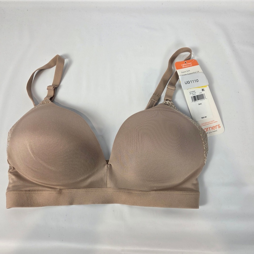 Warners Minimalist Wireless Lift Lightly Lined Bra 34C Nude RN11191T-212 NWT
